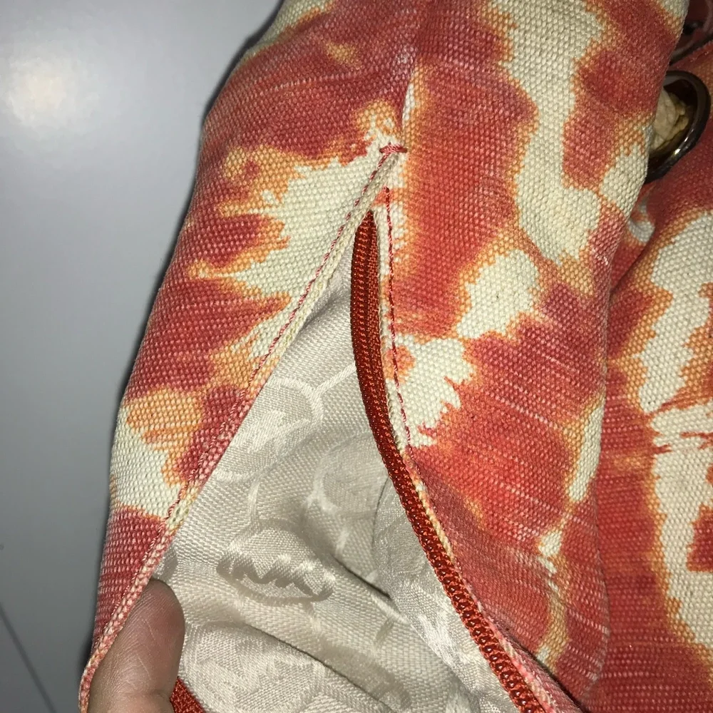 Michael Kors Canvas Tie Dye Red and Cream Tote EUC